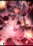  ascot bat_wings brooch energy_ball fingernails hat highres jewelry letterboxed miyaoi nail_polish open_mouth red_eyes remilia_scarlet sharp_fingernails sharp_nails short_hair skirt skirt_set solo touhou wings wrist_cuffs 