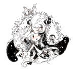  chibi chimchar hair_ornament hikari_(pokemon) long_hair mocokitty monochrome multiple_girls piplup pokemon pokemon_(game) pokemon_dppt shirona_(pokemon) sketch spot_color turtwig yuri 