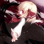  ascot blonde_hair child foreshortening hair_ribbon light_trail open_mouth outstretched_arms razy_(skuroko) red_eyes ribbon rumia short_hair skirt skirt_set solo spread_arms the_embodiment_of_scarlet_devil touhou youkai 