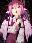  animal_ears ayagi_daifuku blush hat microphone mystia_lorelei pink_eyes pink_hair short_hair singing solo touhou wings 