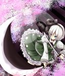  blue_eyes bob_cut bow bowtie dress dress_shirt dual_wielding hair_bow hairband haru_ion konpaku_youmu konpaku_youmu_(ghost) scabbard sheath shirt silver_hair skirt solo sword touhou vest weapon white_hair 