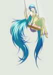  alternate_costume aqua_eyes aqua_hair bad_id bare_shoulders blue_hair boots breasts bridal_gauntlets cleavage cocodoco elbow_gloves gloves hair_over_one_eye hand_on_own_chest hatsune_miku hatsune_miku_(append) high_heels long_hair open_clothes open_shirt shoes solo swing thigh-highs thigh_boots thighhighs twintails upskirt very_long_hair vest vocaloid vocaloid_append 