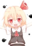  ascot blonde_hair bust fang hair_ribbon open_mouth outstretched_arms red_eyes ribbon rumia shize_(coletti) short_hair solo the_embodiment_of_scarlet_devil touhou youkai 