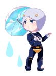  1boy blue_eyes chibi eternabreath fur_hat hat horns jojo_no_kimyou_na_bouken umbrella water_drop weather_report 
