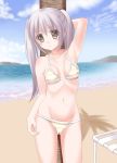  beach bikini ikeda_yuuki long_hair silver_hair swimsuit 