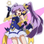  bow dress fingerless_gloves gloves long_hair magical_girl original ponytail precure purple_hair ribbon rohitsuka solo star 