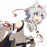  animal_ears detached_sleeves hat inubashiri_momiji open_mouth red_eyes short_hair silver_hair solo sword tail tokin_hat touhou weapon whitesesame wolf_ears wolf_tail 
