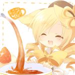  animated animated_gif artist_request cat_ears cat_tail charlotte_(madoka_magica) dog_ears dog_tail food fruit heart heart-shaped_pupils kemonomimi_mode lowres mahou_shoujo_madoka_magica mami_mogu_mogu md5_mismatch musical_note shin_(hetaling) spoken_heart strawberry symbol-shaped_pupils tail tea tomoe_mami 