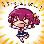  &gt;_&lt; 1girl blush_stickers bow chibi closed_eyes eyes_closed hair_bow hoshizora_miyuki ikkyuu precure purple_hair school_uniform smile smile_precure! solo 