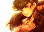  1girl bakanoise brown_eyes brown_hair genderswap heart higashikata_jousuke jojo_no_kimyou_na_bouken long_hair pompadour solo twintails 