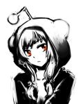  antennae bust hoodie long_hair monochrome pas_(paxiti) payot personification red_eyes reddit solo spot_color 