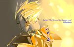  armor blonde_hair earrings eyelashes fate/zero fate_(series) from_behind gilgamesh iz_izhara jewelry male red_eyes 