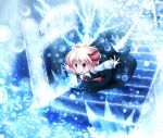  ascot black_dress blonde_hair dress hair_ribbon kuroyume_(dark495) outstretched_arms red_eyes ribbon rumia short_hair solo stairs the_embodiment_of_scarlet_devil touhou youkai 
