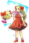  artist_request boo bow fan frills ghost gloves green_hair long_hair open_mouth paper_mario personification red_eyes red_shoes shoes skirt socks tagme 