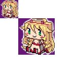  ahoge blonde_hair graphig hoshii_miki idolmaster lowres maru_(sara_duke) pixel_art solo 