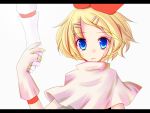  blue_eyes hair_ornament hairclip hand_holding holding_hands kagamine_rin letterboxed looking_at_viewer meiya_neon simple_background tears vocaloid white_background 