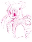  animal_ears blush bunny_ears bunny_tail long_hair looking_at_viewer looking_back meiya_neon monochrome panties reisen_udongein_inaba solo tail touhou underwear 