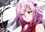  1girl anime_coloring bare_shoulders detached_sleeves guilty_crown hair_ornament lhabee long_hair looking_away pink_hair red_eyes solo twintails yuzuriha_inori 