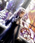  bandage bandages caren_hortensia caren_ortensia fate/hollow_ataraxia fate_(series) habit kmj7977 long_hair signature silver_hair solo stained_glass white_hair yellow_eyes 