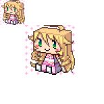  ahoge blonde_hair graphig hoshii_miki idolmaster lowres maru_(sara_duke) pixel_art solo 