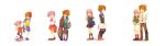  1girl age_progression ahoge ball bicycle brown_eyes brown_hair growth haco4 handa_shin'ichi handa_shinichi highres inazuma_eleven inazuma_eleven_(series) inazuma_eleven_go jacket kisaragi_mako kneehighs long_hair necktie open_mouth pink_eyes pink_hair school_uniform short_hair simple_background soccer_ball soccer_uniform track_suit twintails two_side_up white_background 