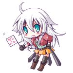  anceril_sacred chibi copyright_request hand_on_hip hips long_hair lowres meiya_neon open_mouth original simple_background solo translated very_long_hair 