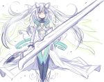  blue_eyes copyright_request long_hair mishima_kurone sword very_long_hair weapon 