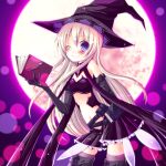  baby_witch blush book elbow_gloves full_moon gloves hat highres long_hair looking_at_viewer meiya_neon moon shingeki_no_bahamut smile solo very_long_hair wink witch witch_hat 