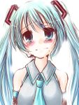  blush hatsune_miku long_hair looking_at_viewer meiya_neon simple_background solo tears twintails very_long_hair vocaloid white_background 