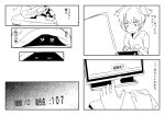  bed bed_sheet black_rock_shooter comic computer kuroi_mato makacoon monochrome short_twintails translated translation_request twintails 