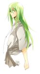  bunnyhana enkidu_(fate/strange_fake) fate/strange_fake fate_(series) green_eyes green_hair highres jewelry long_hair male necklace robe simple_background solo white_background 