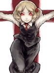  ame_tani blonde_hair cross evil_smile outstretched_arms rumia short_hair smile spread_arms the_embodiment_of_scarlet_devil touhou youkai 