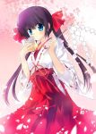  book bow cherry_blossoms copyright_request gohei hair_bow japanese_clothes jpeg_artifacts miko rei_(rei&#039;s_room) rei_(rei's_room) twintails 