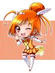 asahi_haru bike_shorts boots cure_sunny earrings hino_akane jewelry magical_girl orange_(color) precure red_eyes red_hair redhead short_hair shorts_under_skirt skirt smile_precure! solo thigh_boots thighhighs tiara wink 