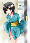  black_eyes black_hair japanese_clothes kimono knife monogatari_(series) nisemonogatari otoki_raku short_hair when_you_see_it yandere 