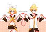  heart kagamine_len kagamine_rin ribbons sakanashi_haruka valentine vocaloid white 