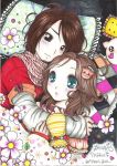  blue_eyes blush couple cuddle facial_hair flower hug love original scarf yuna--angel 