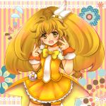  bike_shorts blonde_hair cure_peace double_v earrings jewelry kise_yayoi long_hair magical_girl open_mouth precure ribbon sasara_housara skirt skirts smile_precure! solo v yellow_eyes 