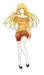  blonde_hair casual gung highres long_hair shokuhou_misaki shorts thigh-highs thighhighs to_aru_kagaku_no_railgun to_aru_majutsu_no_index yellow_eyes 