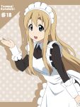  alternate_costume blonde_hair blush character_name enmaided ikari_manatsu k-on! kotobuki_tsumugi long_hair maid maid_headdress polka_dot polka_dot_background smile solo 