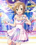  1girl artist_request gloves green_eyes idolmaster idolmaster_cinderella_girls microphone official_art short_hair tada_riina tagme tiara 