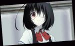  1girl animated animated_gif another black_hair eyepatch lowres misaki_mei red_eyes school_uniform short_hair 
