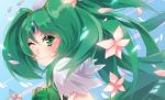  cure_march green_eyes green_hair long_hair magical_girl midorikawa_nao petals precure smile_precure! solo teasage tri_tails wink 