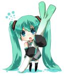  aqua_eyes chibi detached_sleeves green_hair hatsune_miku long_hair nasuko open_mouth oversized_object simple_background skirt sleeves_past_wrists solo spring_onion thigh-highs thighhighs twintails very_long_hair vocaloid white_background 