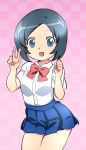  1girl blue_eyes blue_hair inazuma_eleven_go maetaku open_mouth short_hair sorano_aoi 