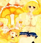 a229 bad_id bike_shorts blonde_hair blush boots cure_peace double_v dress dual_persona earrings hair_ornament hairband jewelry kise_yayoi long_hair magical_girl multiple_girls precure school_uniform short_hair shorts_under_skirt skirt smile smile_precure! sweater v wrist_cuffs yellow_background yellow_dress yellow_eyes 