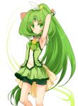 armpits arms_up bike_shorts bowtie collarbone cure_march green_eyes green_hair hair_ornament head_wings koto_(colorcube) long_hair magical_girl midorikawa_nao ponytail precure shorts_under_skirt simple_background skirt smile_precure! solo tiara tri_tails white_background wrist_cuffs 