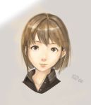  bron brown_eyes brown_hair collarbone color face gold hair highres original photo realistic sdyoui sketch sketdeam 