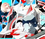  blood hibiya_(kagerou_project) hoodie kagerou_days_(vocaloid) red_eyes road_sign short_hair shorts sign solo suou vocaloid 