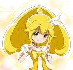  1girl blonde_hair cure_peace double_v kise_yayoi long_hair magical_girl neccom precure ribbon smile_precure! solo v wrist_cuffs yellow_eyes 